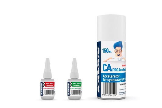 KAVAN PRO TYRE CA medium and thin 20g + PRO Activator CA Spray 150ml