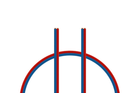 PVC isolated copper flex wire, red/blue, 2 x 0,35 mm2