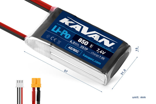KAVAN Li-Po 850mAh/7,4V 40/80C 6,3Wh