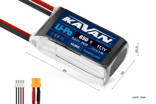 KAVAN Li-Po 850mAh/11,1V 40/80C 9,4Wh