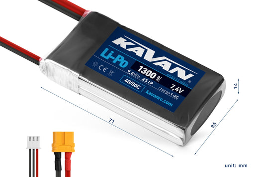 KAVAN Li-Po 1300mAh/7,4V 40/80C 9,6Wh