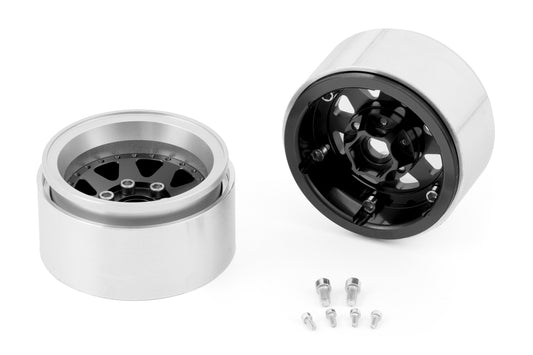 1.9'' Aluminum Beadlock Rims Offset -10 mm for 1/10 Crawler Black - 2pcs