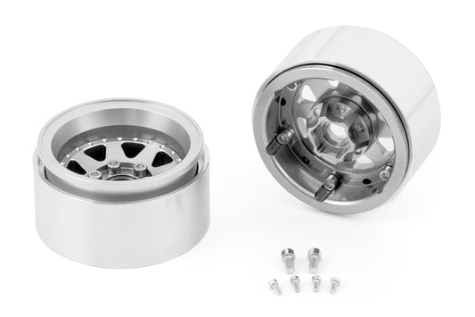 1.9'' Aluminum Beadlock Rims Offset -10 mm for 1/10 Crawler Silver - 2pcs