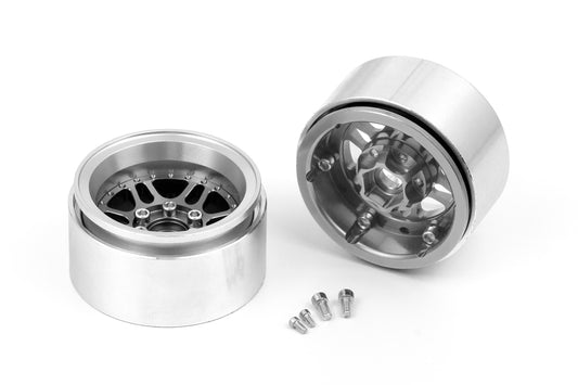 1.9'' Aluminum Beadlock Rims Offset -10 mm for 1/10 Crawler Silver - 2pcs