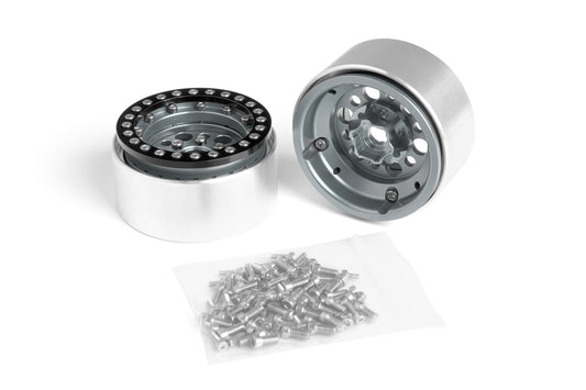 1.9'' Aluminum Beadlock Rims for 1/10 Crawler Silver - 2pcs