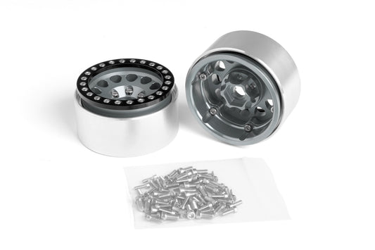 1.9'' Aluminum Beadlock Rims for 1/10 Crawler Silver - 2pcs