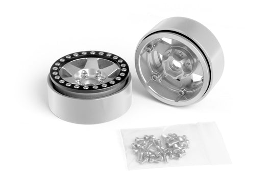 1.9'' Aluminum 6-spoke Beadlock Rims for 1/10 Crawler Silver - 2pcs
