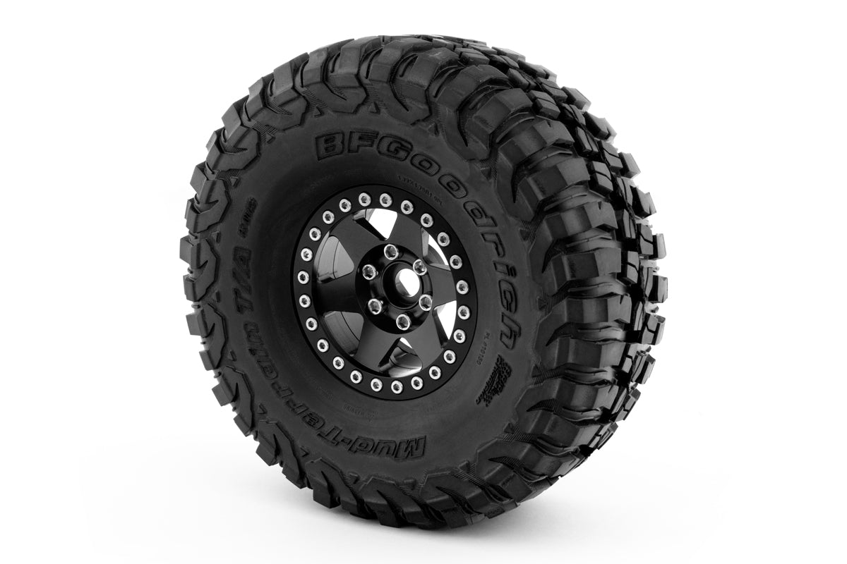 1.9'' Aluminum 6-spoke Beadlock Rims for 1/10 Crawler Black - 2pcs