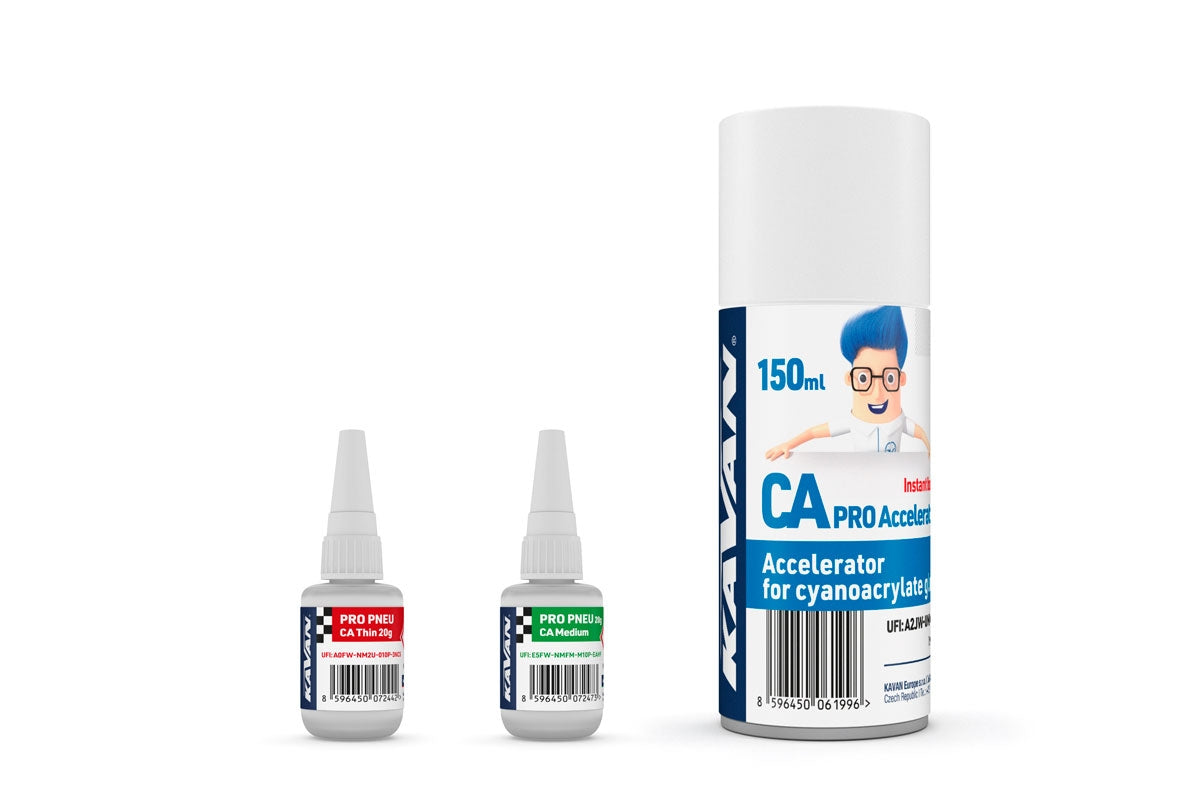 KAVAN PRO TYRE CA medium and thin 20g + PRO Activator CA Spray 150ml
