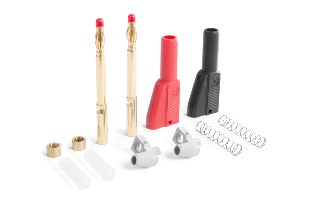 Plug 4 mm w. protective cover red/black