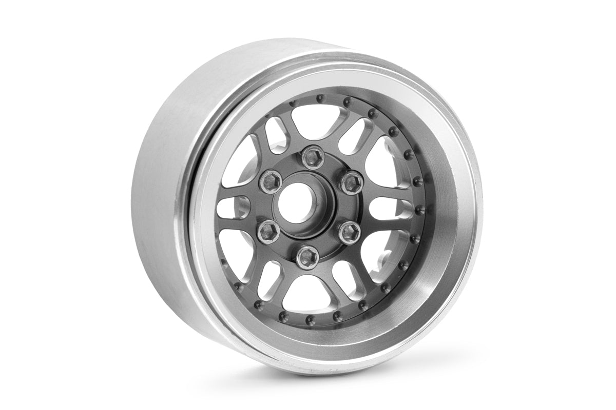 1.9'' Aluminum Beadlock Rims Offset -10 mm for 1/10 Crawler Silver - 2pcs