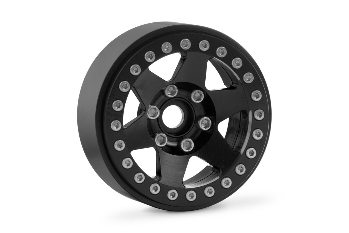 1.9'' Aluminum 6-spoke Beadlock Rims for 1/10 Crawler Black - 2pcs
