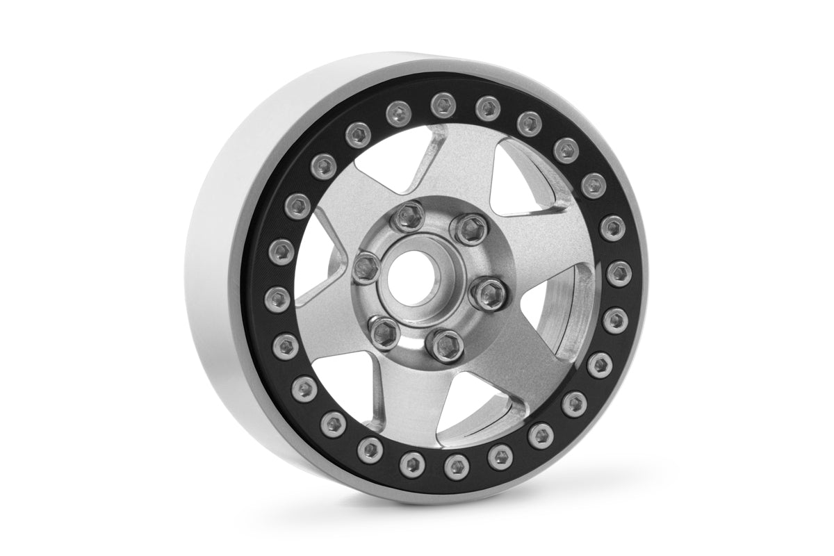 1.9'' Aluminum 6-spoke Beadlock Rims for 1/10 Crawler Silver - 2pcs