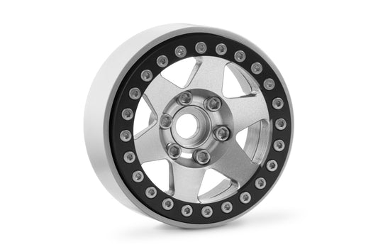 1.9'' Aluminum 6-spoke Beadlock Rims for 1/10 Crawler Silver - 2pcs
