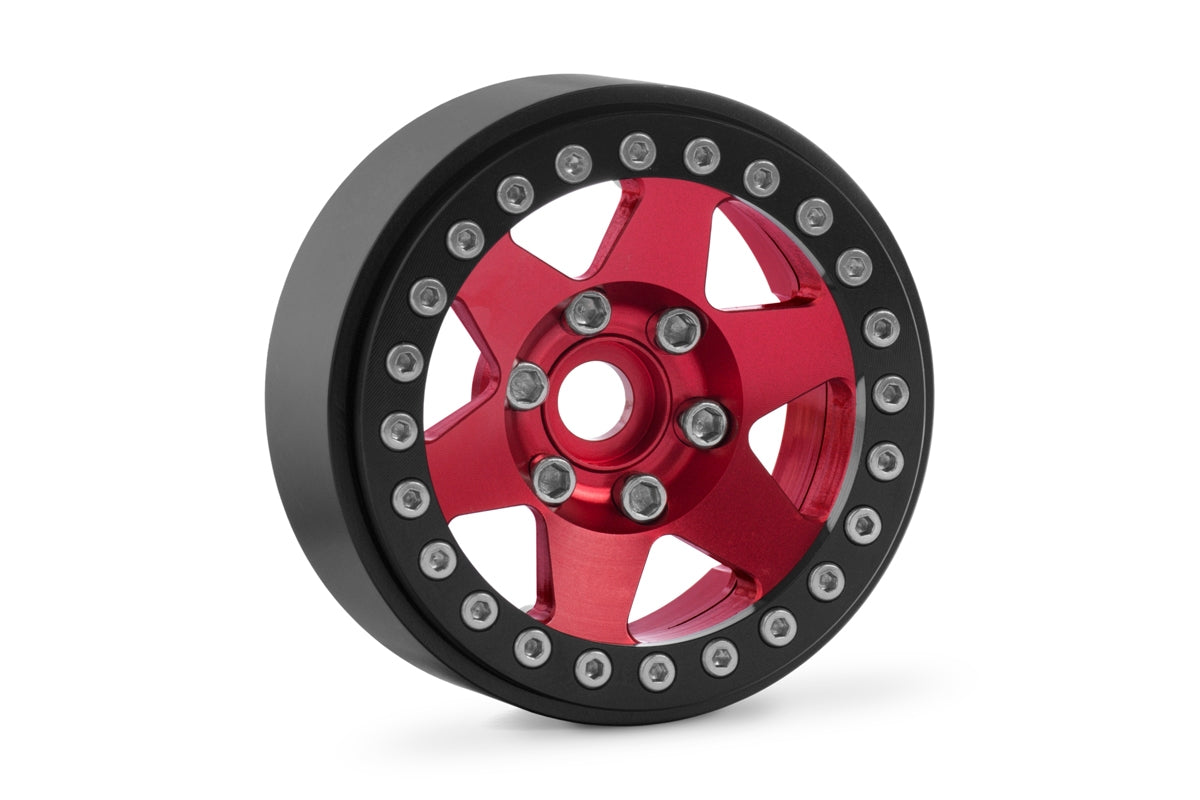 1.9'' Aluminum 6-spoke Beadlock Rims for 1/10 Crawler Red - 2pcs