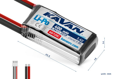 Kavan - Li-po 400 Mah/7.4 v 60/120c, 2.96 Wh