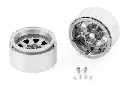 1.9'' Aluminum Beadlock Rims Offset -10 mm for 1/10 Crawler Silver - 2pcs
