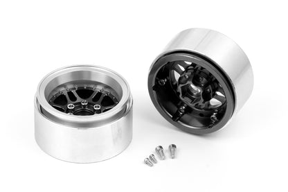 1.9'' Aluminum Beadlock Rims Offset -10 mm for 1/10 Crawler Black - 2pcs