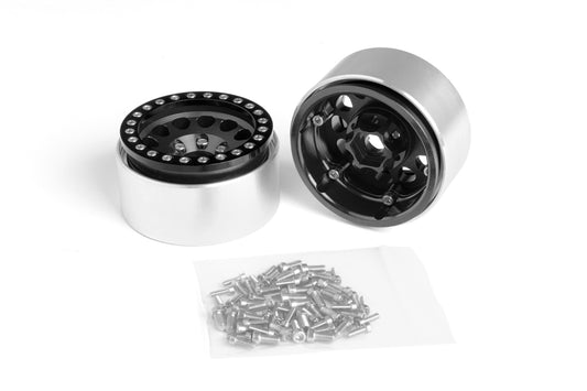 1.9'' Aluminum Beadlock Rims for 1/10 Crawler Black - 2pcs