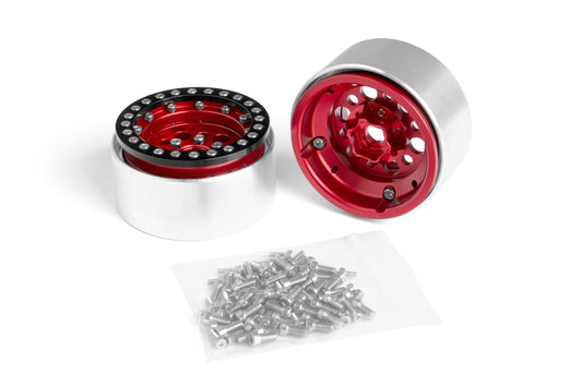 1.9'' Aluminum Beadlock Rims for 1/10 Crawler Red - 2pcs
