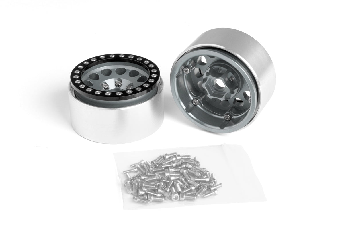 1.9'' Aluminum Beadlock Rims for 1/10 Crawler Silver - 2pcs