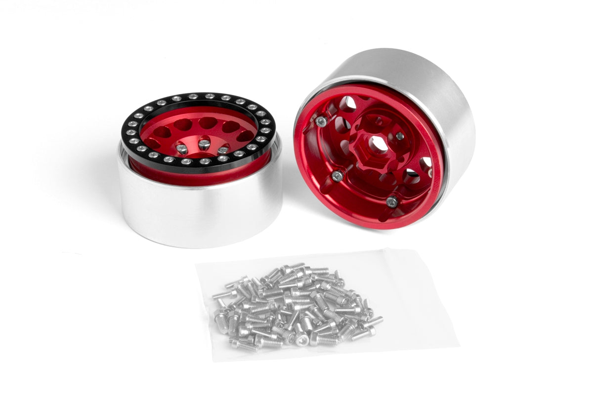 1.9'' Aluminum Beadlock Rims for 1/10 Crawler Red - 2pcs