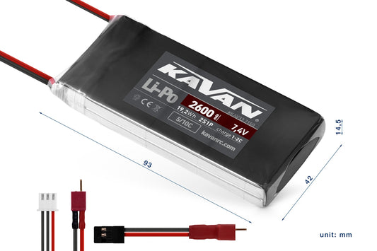 KAVAN Li-Po 2600mAh/7,4V 5/10C for Aurora 9X