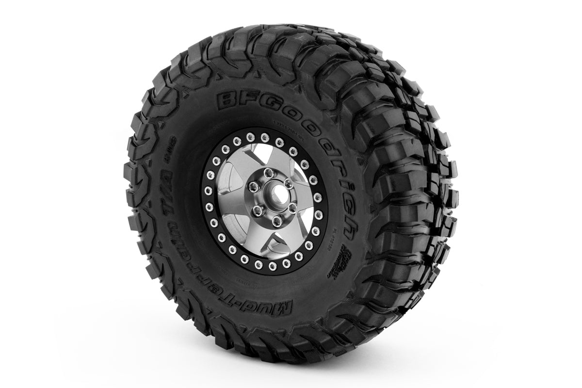 1.9'' Aluminum 6-spoke Beadlock Rims for 1/10 Crawler Silver - 2pcs